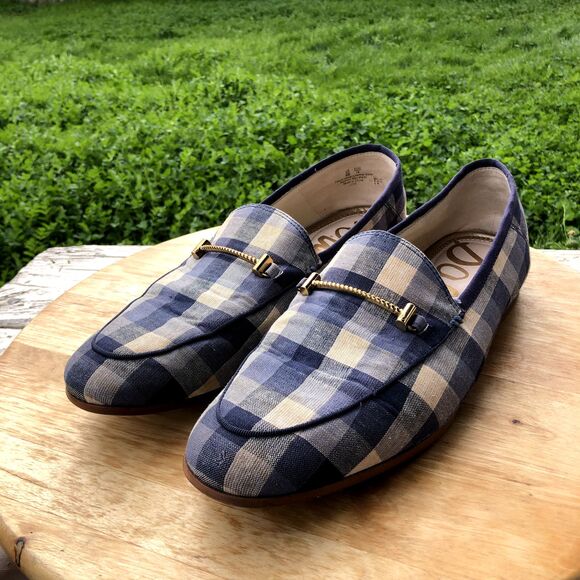 SAM EDELMAN Loraine Loafer Womens Sz 9 Blue Checkered Slip On Plaid Shoes Flat - Picture 4 of 15